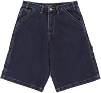 Erased Wide Leg Denim Shorts - dark blue